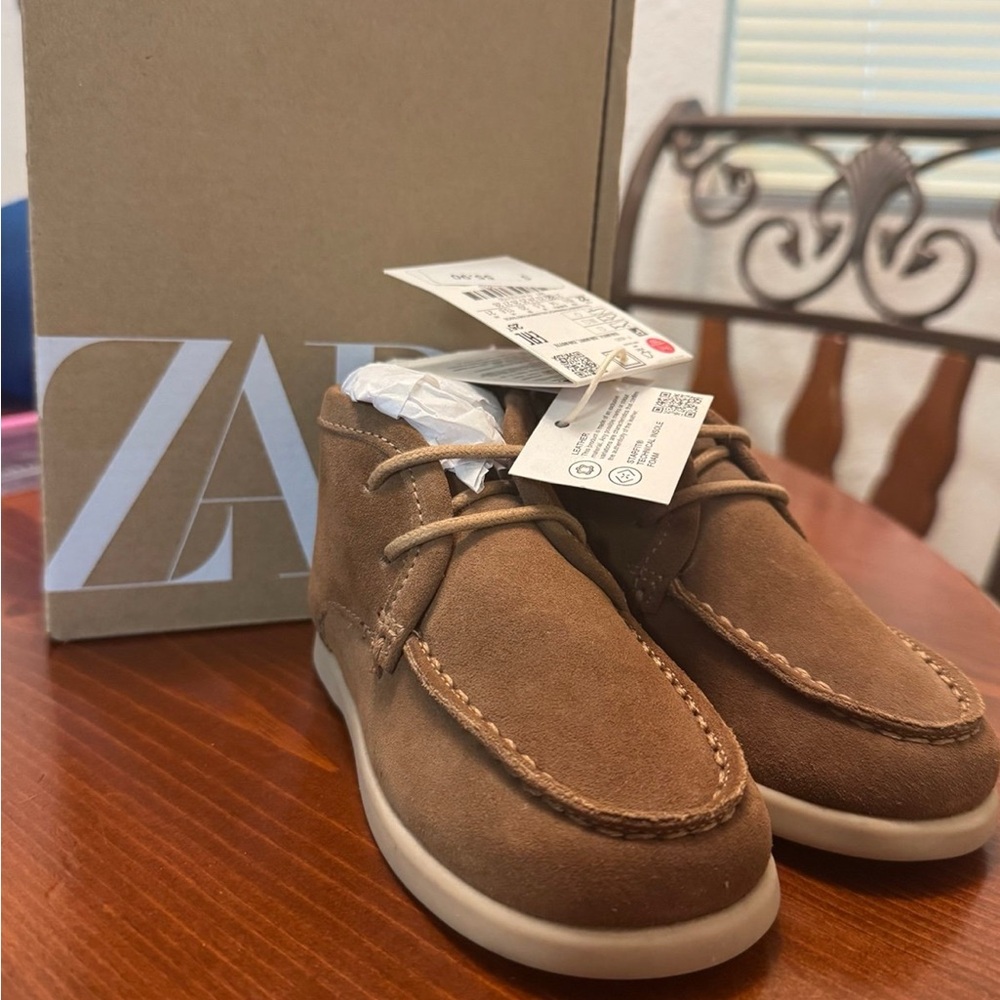 ZARA Toddler - LEATHER BOAT SHOE STYLE ANKLE BOOTS 6.5 NWT